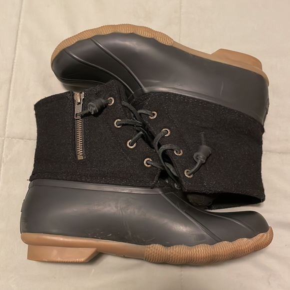 Sperry Saltwater black wool Duck Boot Women’s size 8.5 nice used condition - Picture 5 of 10